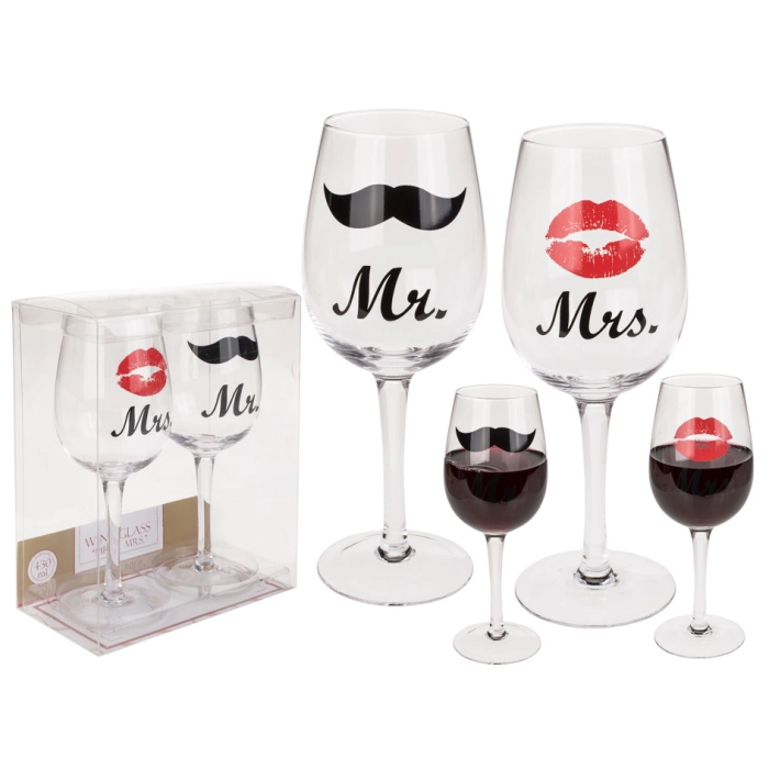 Kieliszki dla pary Mrs & Mr