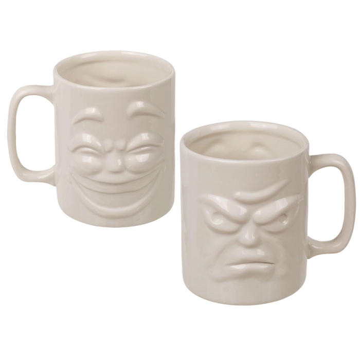 Oboustranný porcelánový 3D hrnek - veselý nebo nevrlý