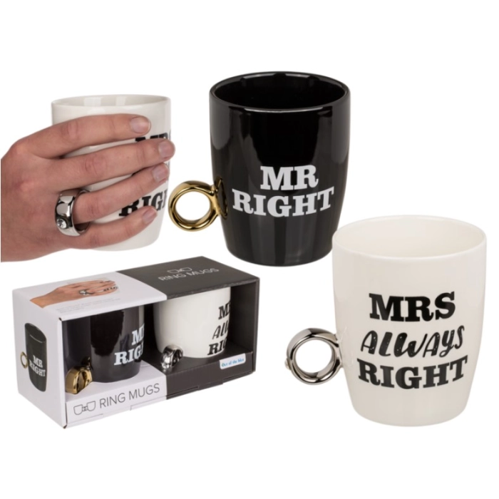 Kubki z pierścionkiem Mr. Right & Mrs. always Right