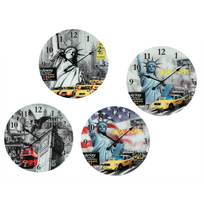 Zegar ścienny szklany New York & London XL - aż 57 cm