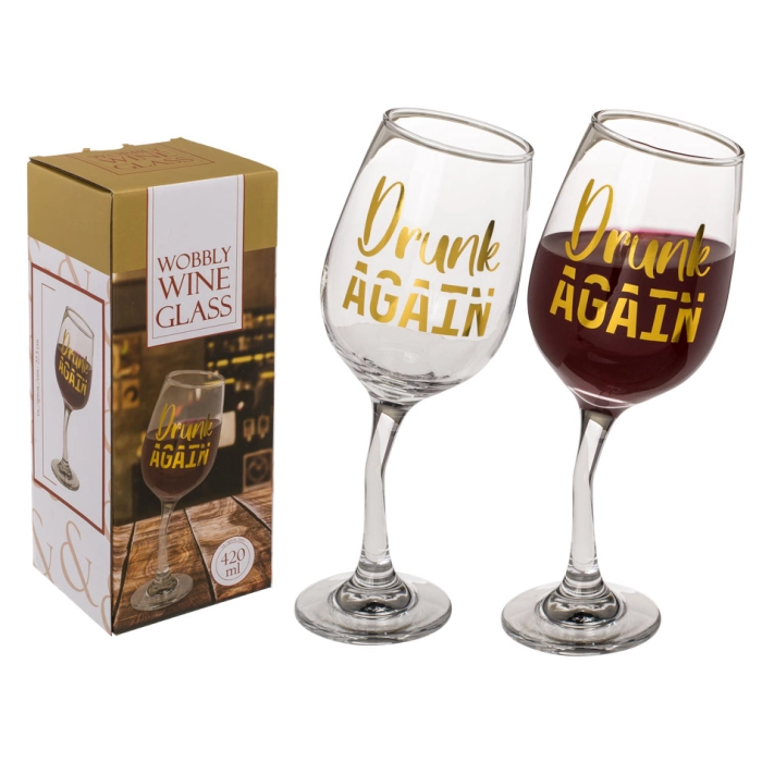 Chwiejący się kieliszek do wina Drunk Again