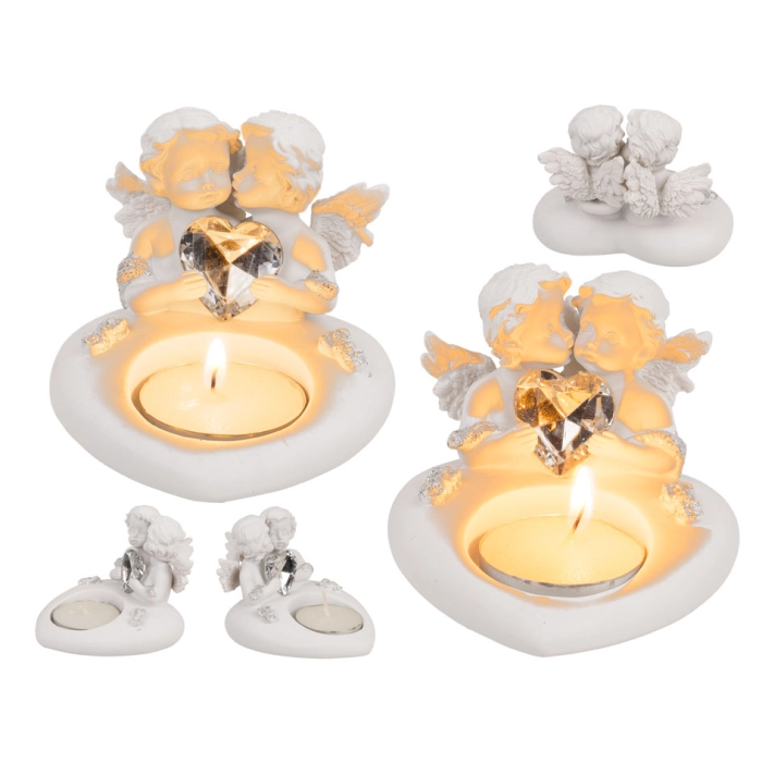 Świecznik na tealight z parą aniołków