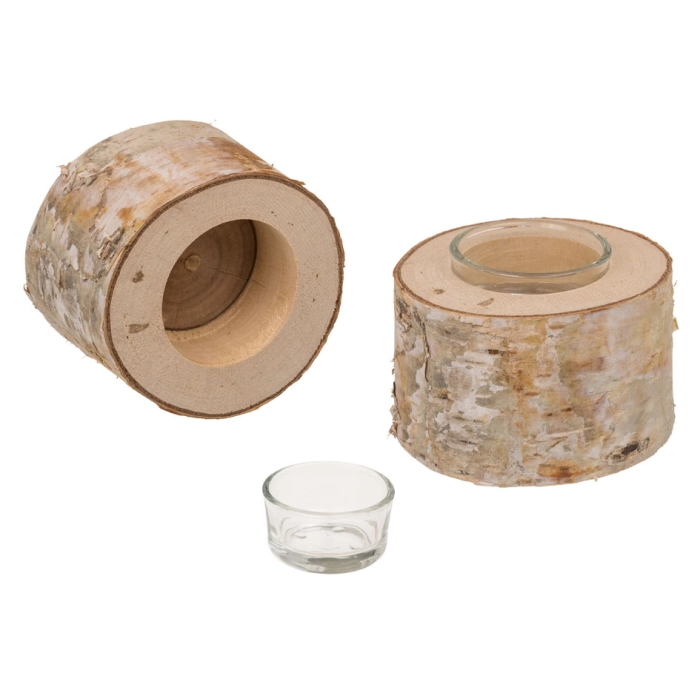 Dekoracyjny pień drzewa z wkładem na tealight wys. 5 cm