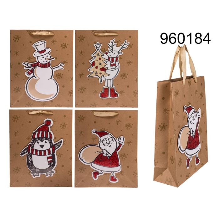 Torba prezentowa kraftowa z wypukłym obrazkiem 26 x 10 x 32 cm