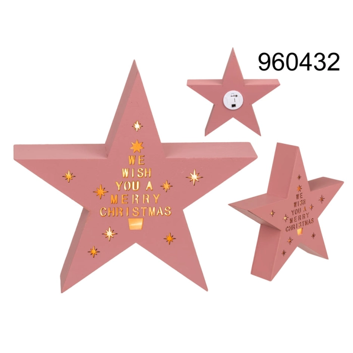 Wooden rose star with LED