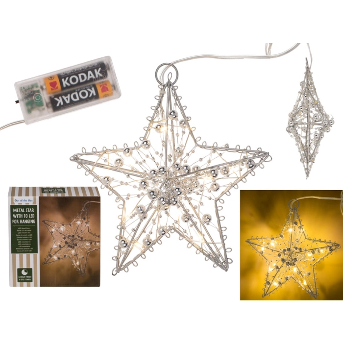 10 LED metal hanging star
