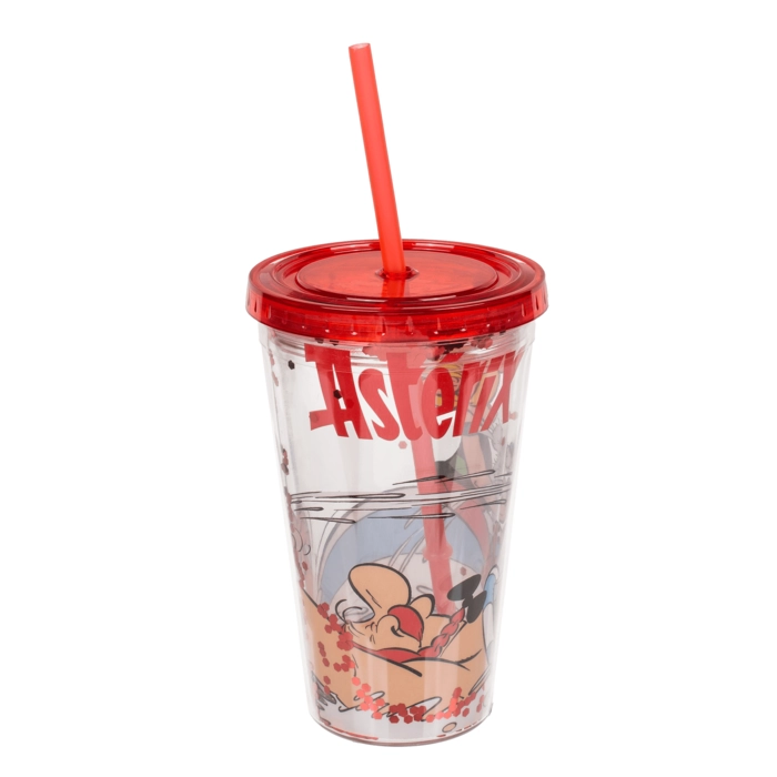 Asterix Becher mit Strohhalm - Lizenzprodukt