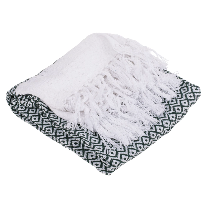 Ręcznik fouta zielono-biały 80x170 cm