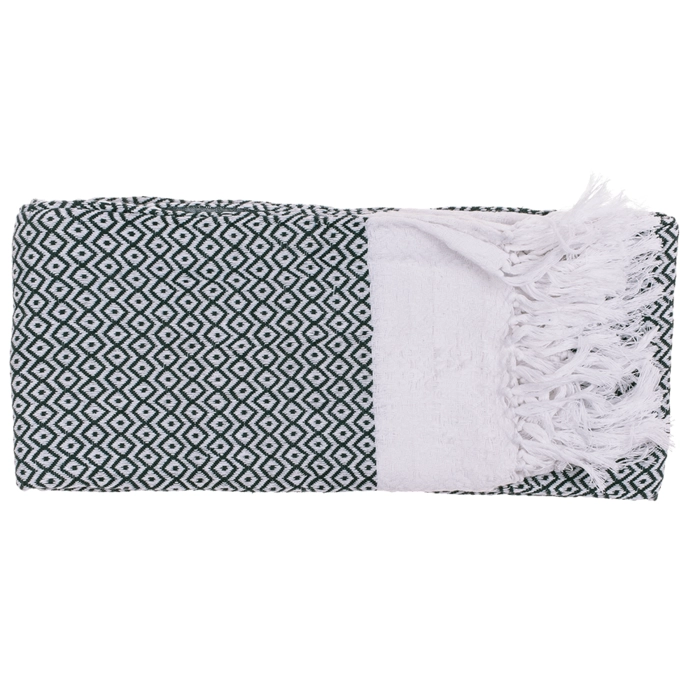 Ręcznik fouta zielono-biały 80x170 cm