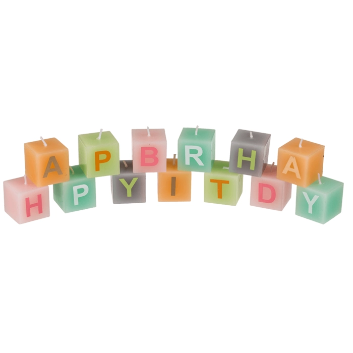 Pastelowy świecznik z napisem Happy Birthday