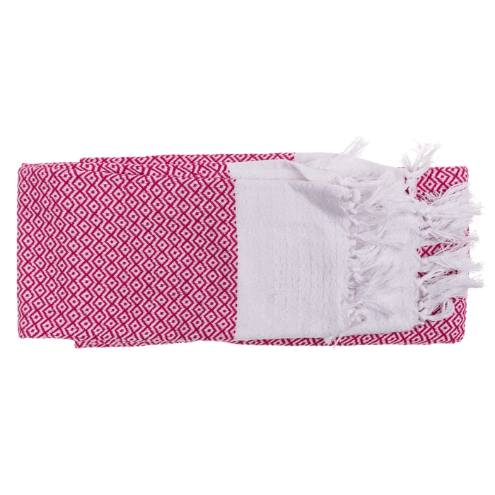 Ręcznik fouta różowo-biały 80x170 cm