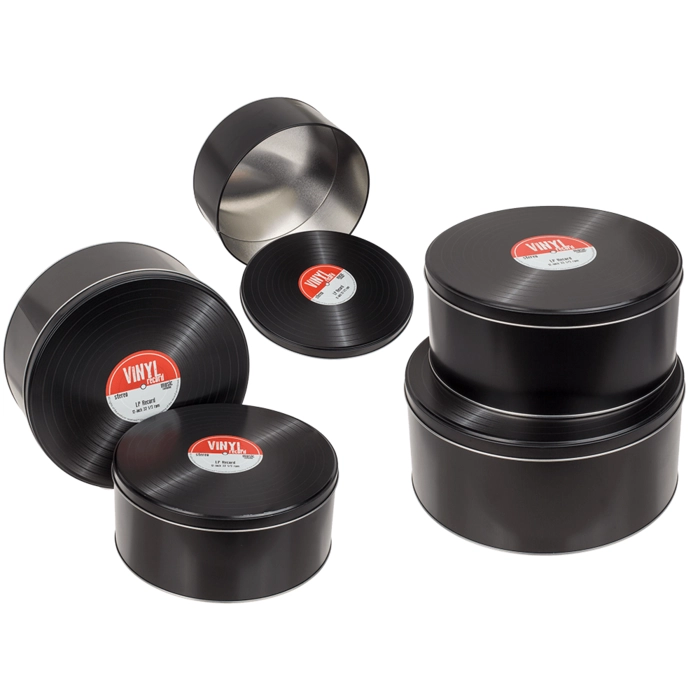 2 metal boxes for vinyl records