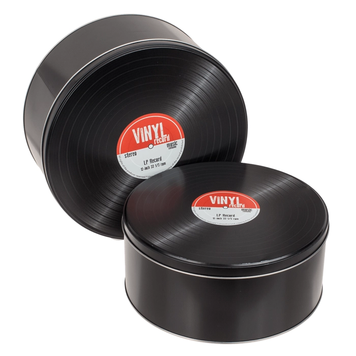 2 metal boxes for vinyl records