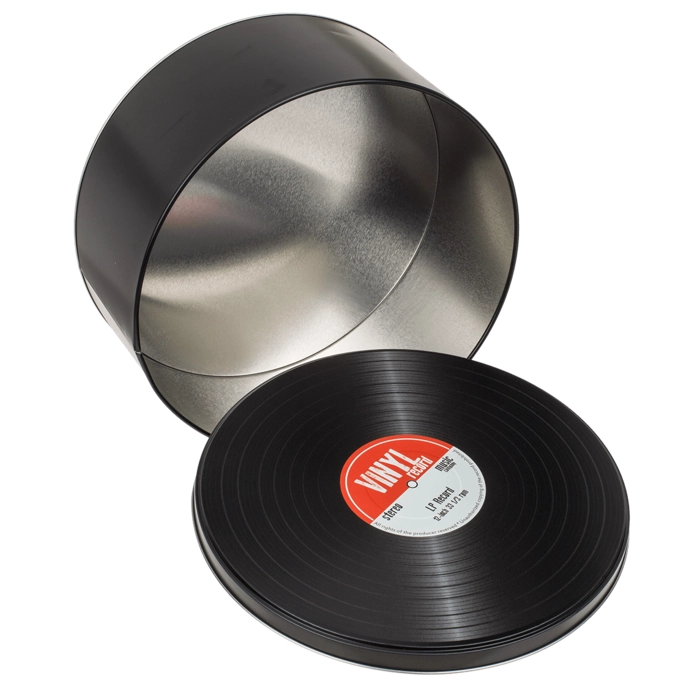 2 metal boxes for vinyl records