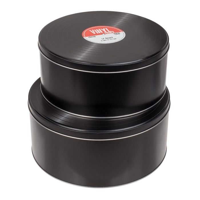 2 metal boxes for vinyl records