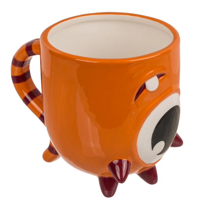 Inverted head mug - orange monster 12 x 14 cm