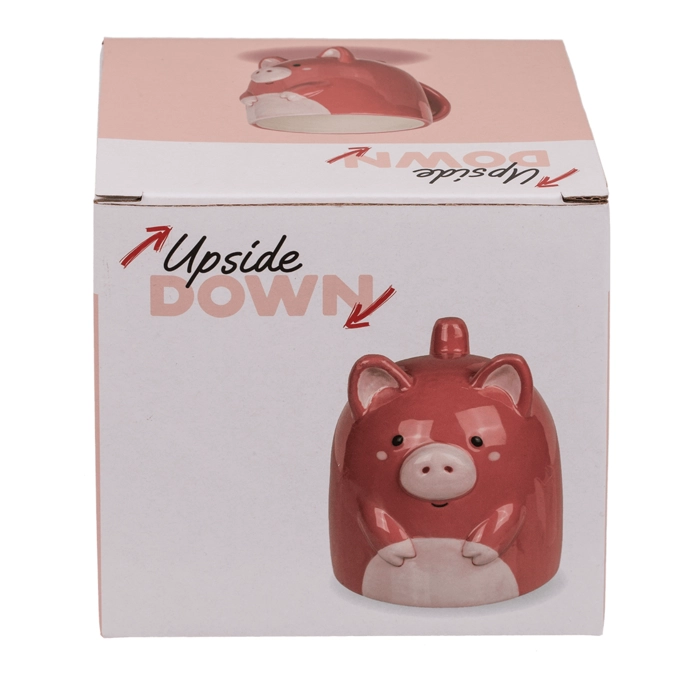 Inverted head cup - pink pig, 12 x 14 cm