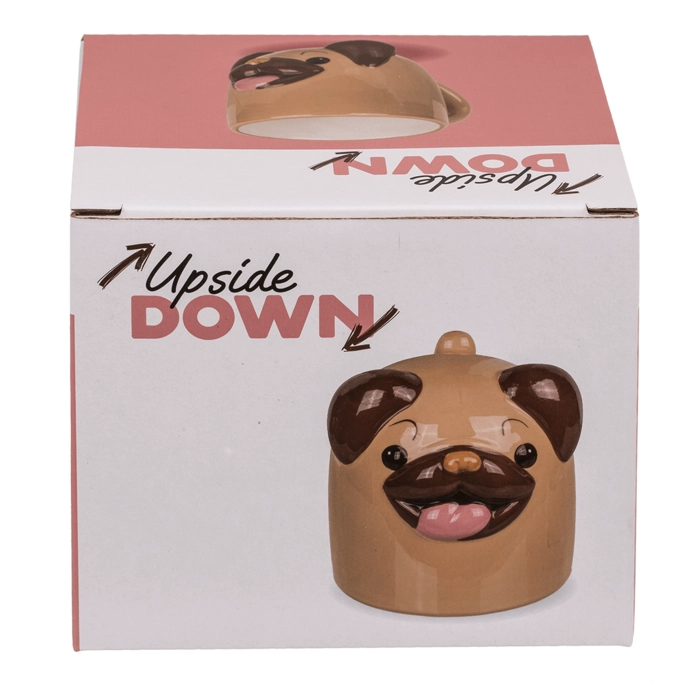 Kubek z odwróconą głową - mops 12 x 14 cm