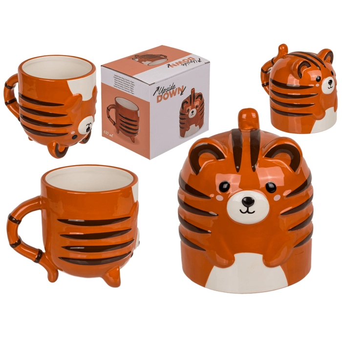 Inverted head mug - tiger 12 x 14 cm
