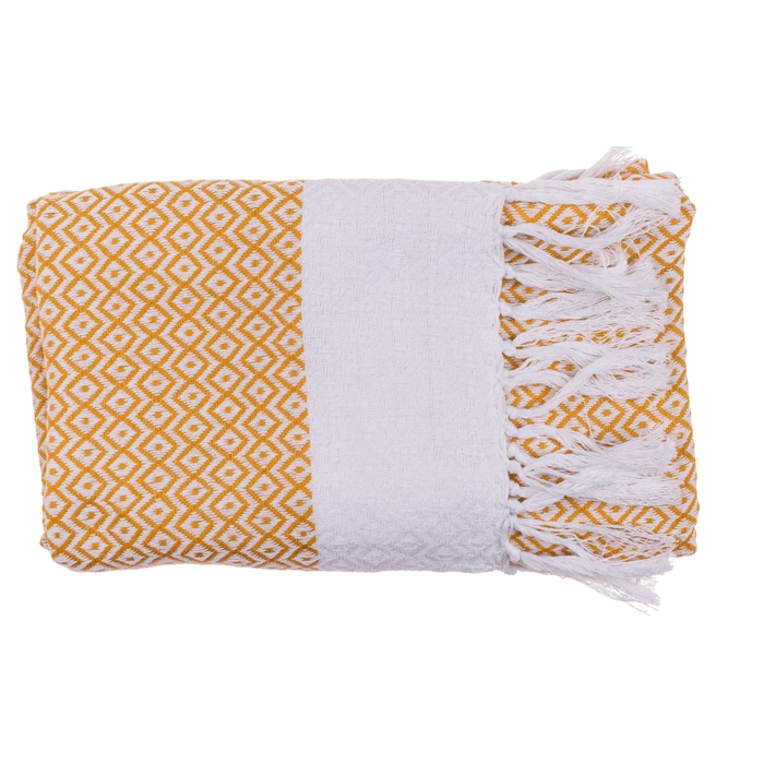 Yellow and white fouta towel 80x170 cm