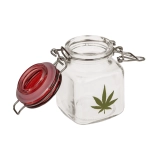 Zbiornik Szklany z Motywem Konopi