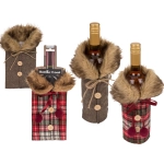 Ubranko na Butelkę z Futrzanym Kołnierzem – Świąteczna Ozdoba Stołu | Hurtownia dekoracji i prezentów