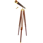 Telescope on Wooden Tripod - Stylish Decoration in Retro Climate