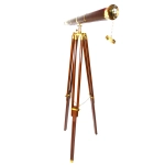 Telescope on Wooden Tripod - Stylish Decoration in Retro Climate