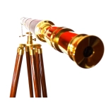 Telescope on Wooden Tripod - Stylish Decoration in Retro Climate