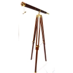 Telescope on Wooden Tripod - Stylish Decoration in Retro Climate