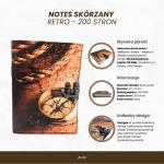 Notes Skórzany ze Wzorem z Kompasem – Vintage Dziennik Dla Podróżnika