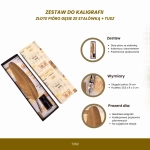 Zestaw do Kaligrafii – Złote Gęsie Pióro i Kałamarz z Tuszem