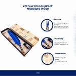 Zestaw do Kaligrafii – Niebieskie Gęsie Pióro i Kałamarz z Tuszem