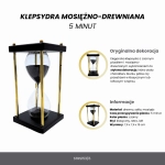 Klepsydra Mosiężno-Drewniana z Czarnym Piaskiem – 5 Minut Stylowej Refleksji