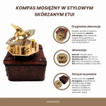 Kompas Mosiężny w Skórzanym Etui – Symbol Podróży, Przygody i Elegancji