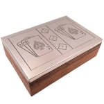 Zestaw Kart i Kości w Drewnianym Pudełku z Aluminiowym Wiekiem