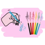 Drewniane kredki mini jednorożec (6 sztuk)