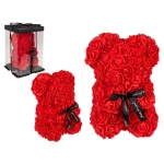 Miś z róż 25 cm w eleganckim pudełku – romantyczny prezent