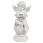 Aniołek z Kryształowym Sercem na Kuli – Elegancka Figurka Dekoracyjna | Hurtownia Prezentów Kemis.pl