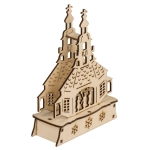 Drewniany kościółek z LED – świąteczna dekoracja z podświetleniem | Hurtownia zabawek i gadżetów