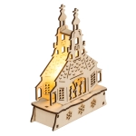 Drewniany kościółek z LED – świąteczna dekoracja z podświetleniem | Hurtownia zabawek i gadżetów
