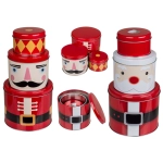 Zestaw Świątecznych Puszek Metalowych – Mikołaj i Dziadek do Orzechów | Hurtownia Kemis.pl