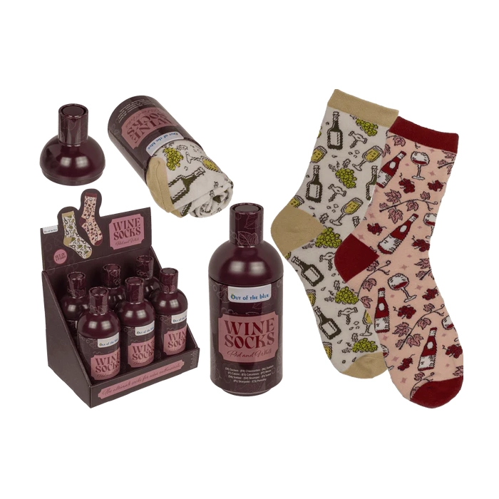 Skarpetki z Motywem Wina – Zestaw Prezentowy w Metalowej Butelce. Kemis.pl