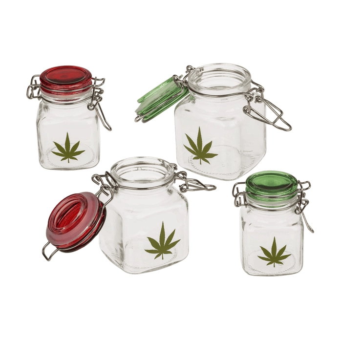 Zbiornik Szklany z Motywem Konopi