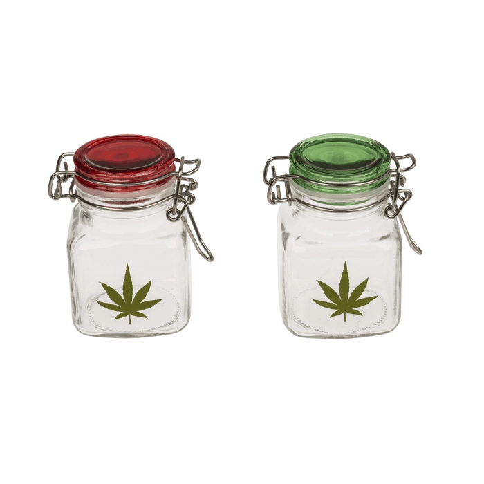 Zbiornik Szklany z Motywem Konopi