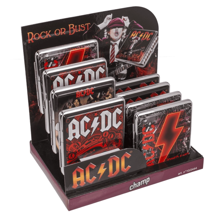 Etui na papierosy AC/DC – metalowe, rockowy design | Hurtownia gadżetów