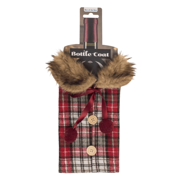 Ubranko na Butelkę z Futrzanym Kołnierzem – Świąteczna Ozdoba Stołu | Hurtownia dekoracji i prezentów