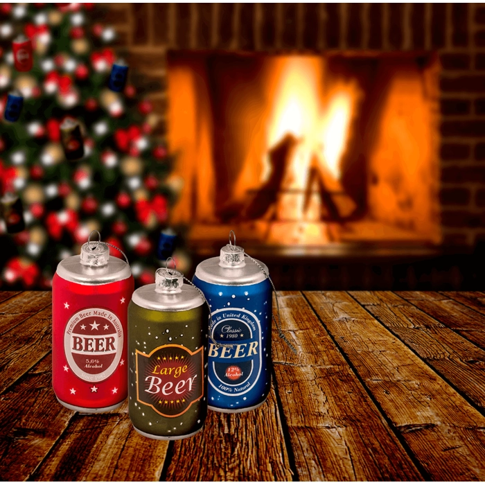 Szklane bombki – puszki piwa | Humorystyczne ozdoby choinkowe | Hurtownia gadżetów i prezentów
