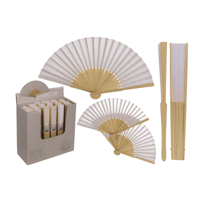 Wachlarz Bambusowy Biały 21 cm | Gadżety Letnie | Kemis.pl