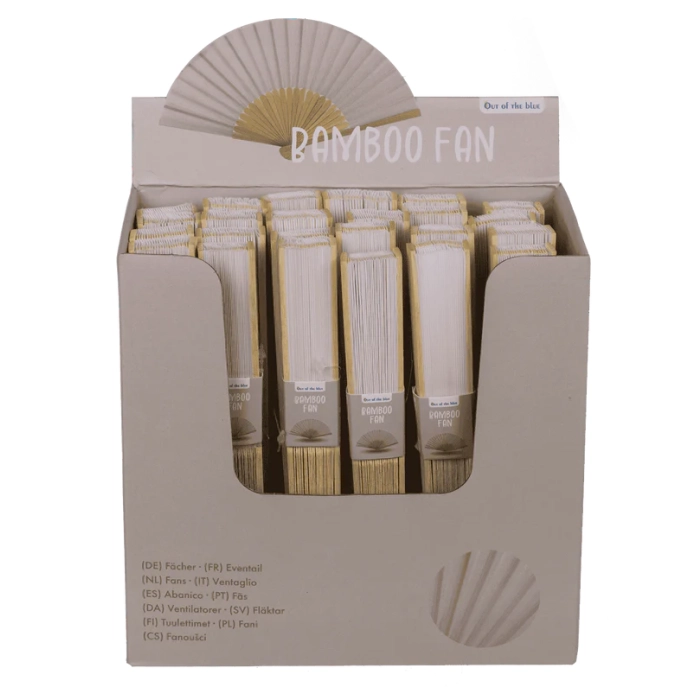 Wachlarz Bambusowy Biały 21 cm | Gadżety Letnie | Kemis.pl
